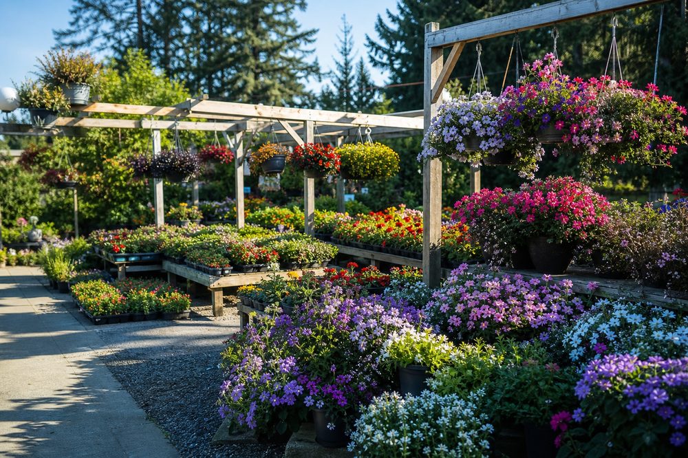 Family members and staff at the garden center